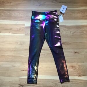 Zyia Active Yoga Pants Mirage Rainbow Metallic ⅞ Length New W/ Tags Size 2